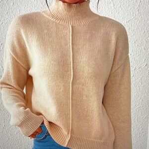 Women's Cream Turtleneck Sweater
